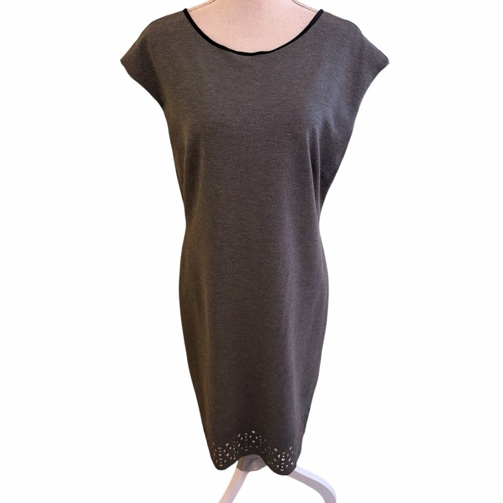 Banana Republic Charcoal Grey Everywhere Ponte Knit Scoop Neck Sheath Dress 12